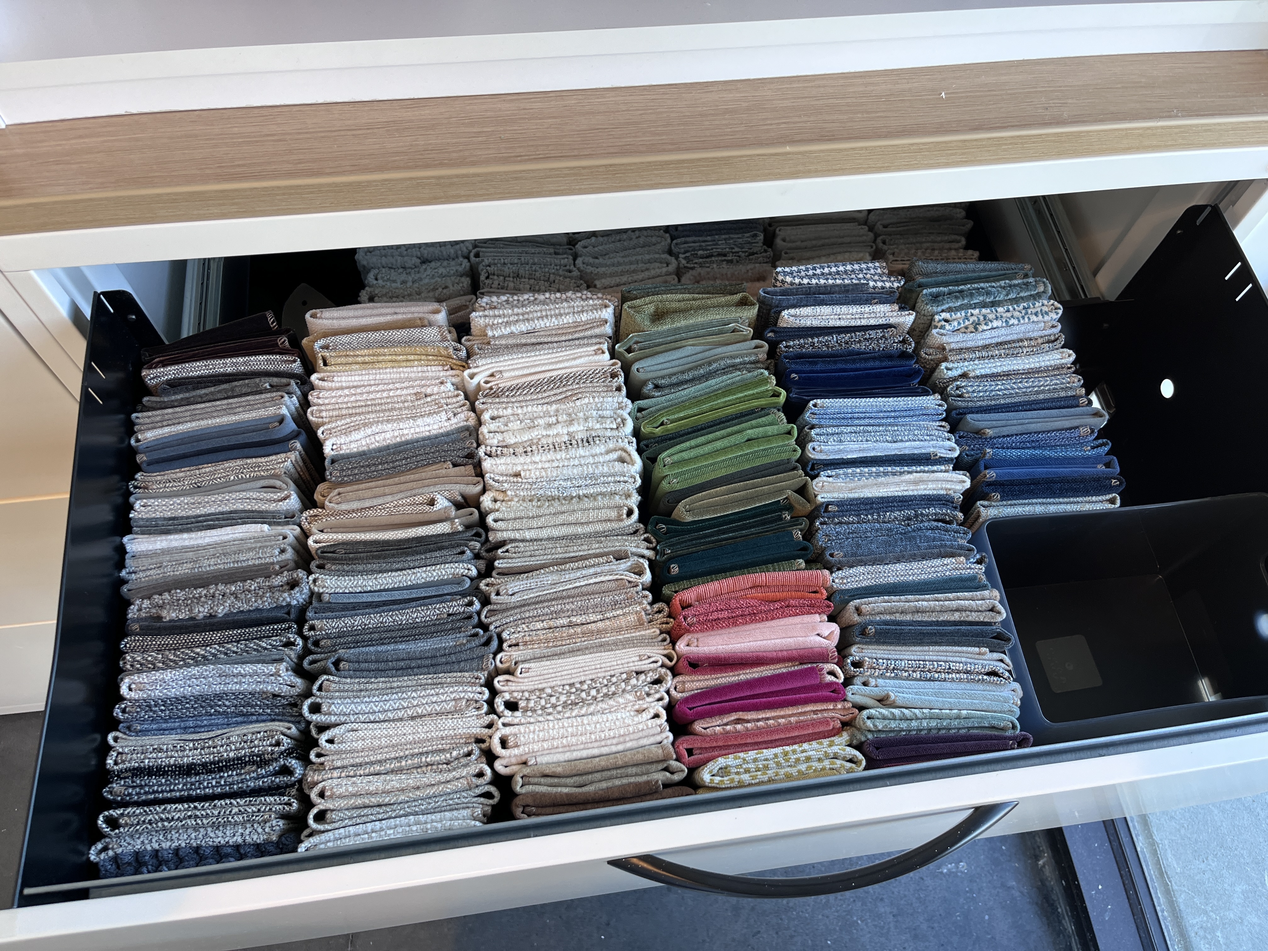 home organizer: fabric samples: business organizing: interior design organizing: home organizing