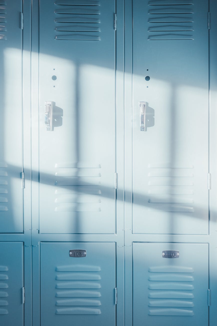 sunlight on school lockers