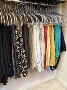 pants in a closet by closet organizer