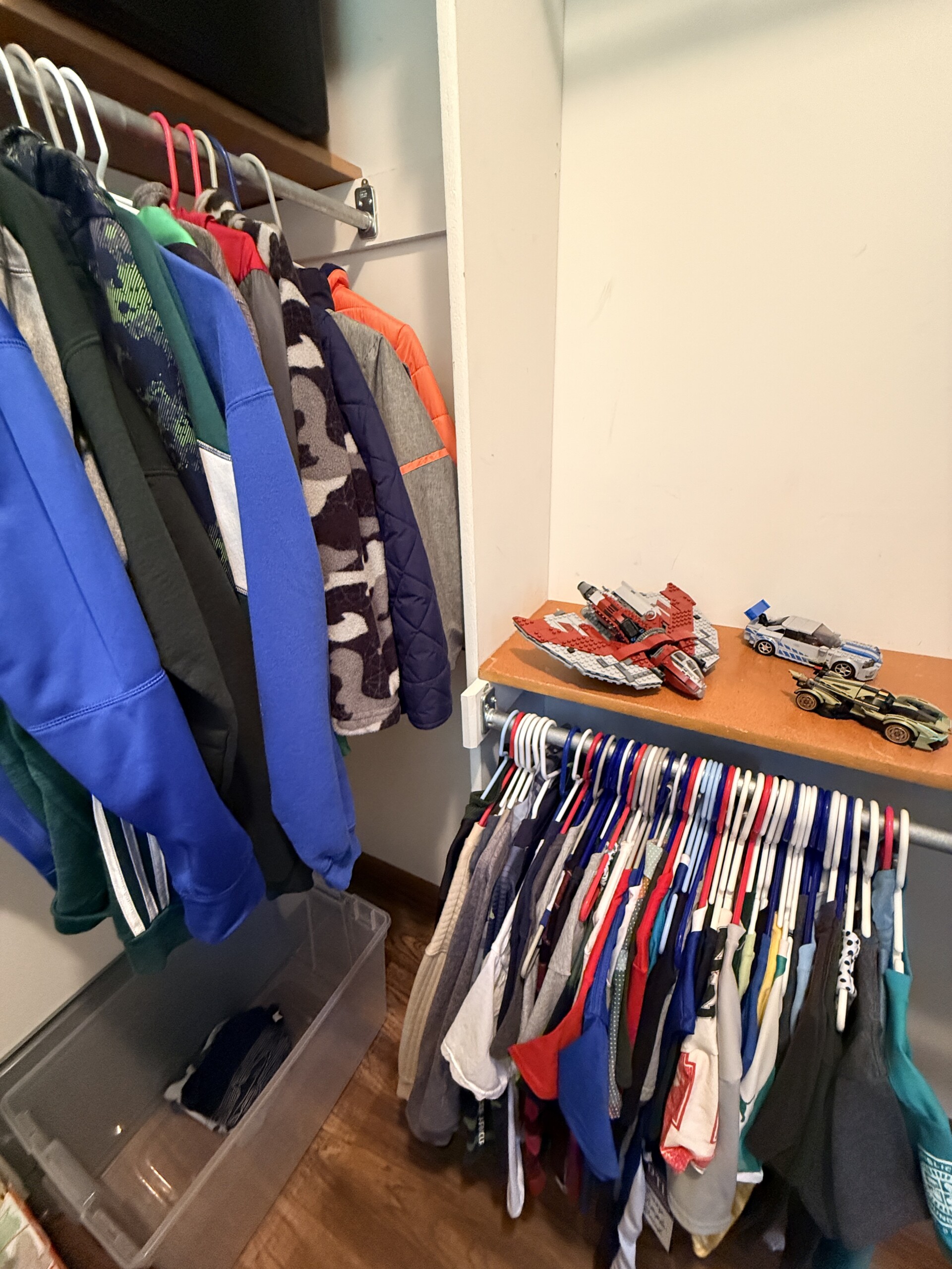 hanging tops in child's closet